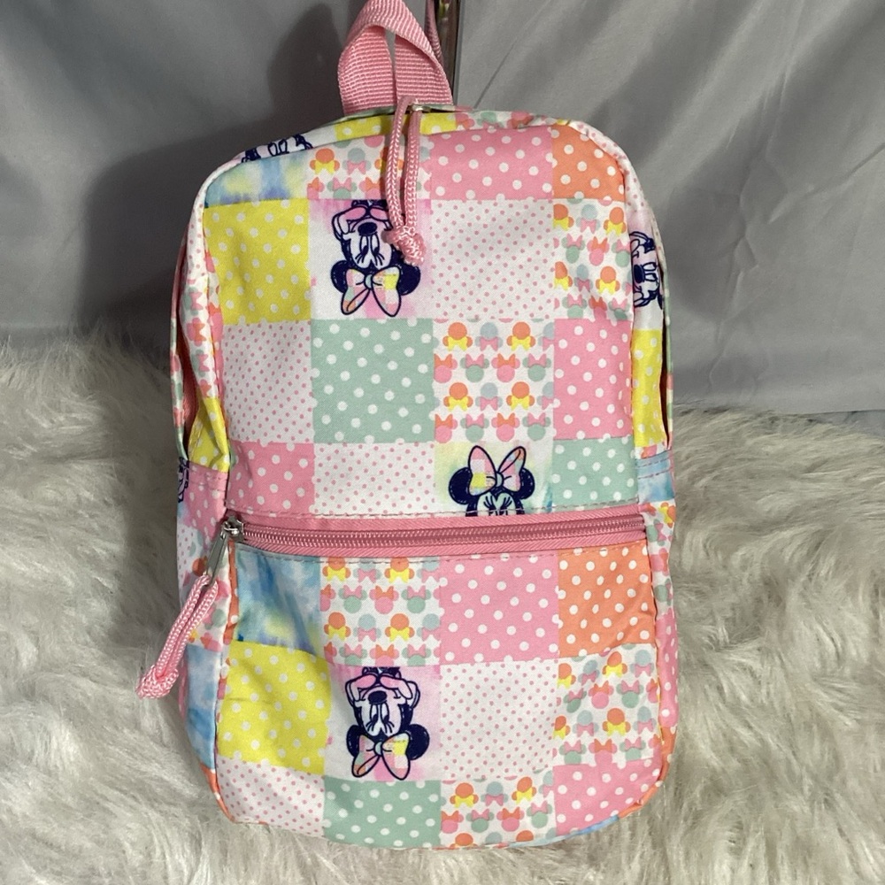 Disney Minnie Mouse Girlie Mini Backpack Toddlers Up Pink Yellow CUTE - Picture 2 of 10